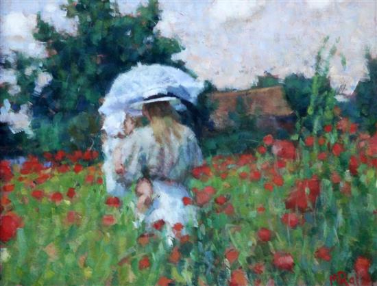 Mark Rowbotham (1959-) Poppy fields 7.5 x 9.5in.